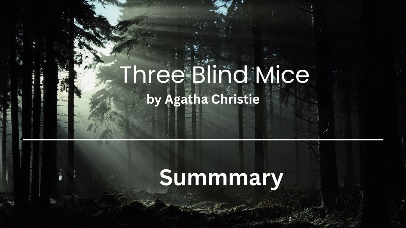 a forest scene with the words three blind mice